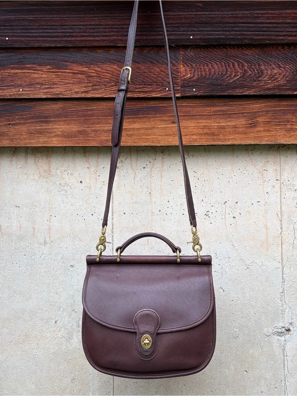 *RARE* Coach Sherbourne #9987 Mahogany Leather VTG 90s Top Handle Turnlock Bag - Picture 7 of 13